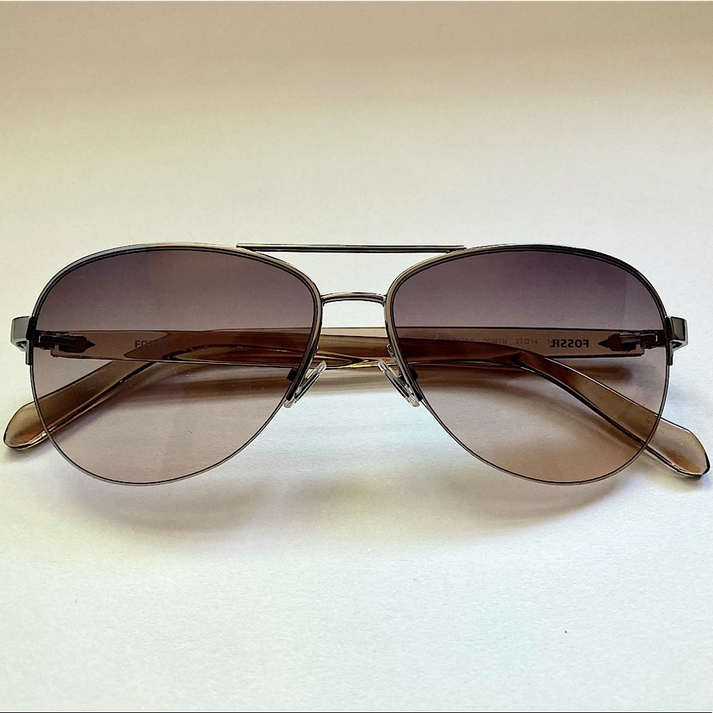 FOSSIL FOS3062/S-0CMTH AVIATOR SUNGLASSES-RUTHENIUM NUDE/GREEN ORANGE